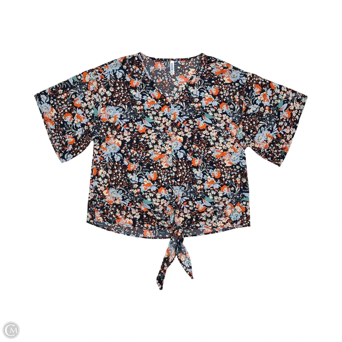 Blouse Short Sleeve By Clothes Mentor In Blue & Orange, Size: L