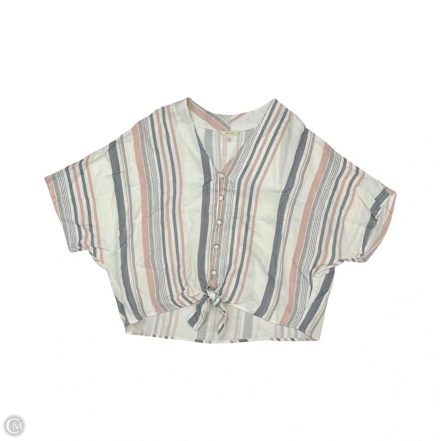 Blouse Short Sleeve By Sim & Sam In Black & Cream, Size: M