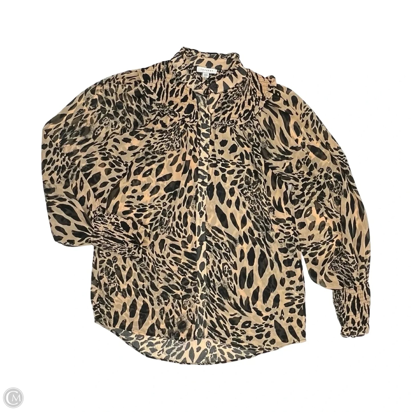 Blouse Long Sleeve By Top Shop In Animal Print, Size: S