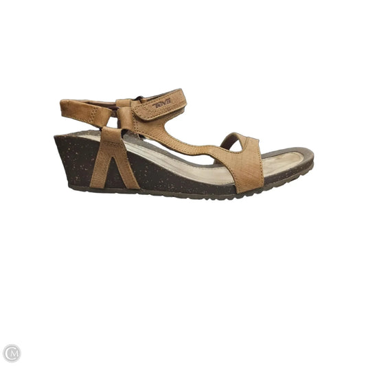Sandals Heels Wedge By Teva In Tan, Size: 11
