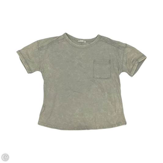 Top Short Sleeve By Zenana In Grey, Size: L