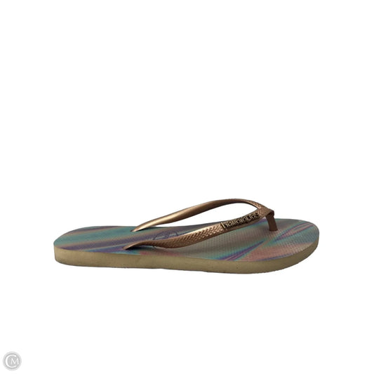 Sandals Flip Flops By Havaianas In Gold, Size: 7