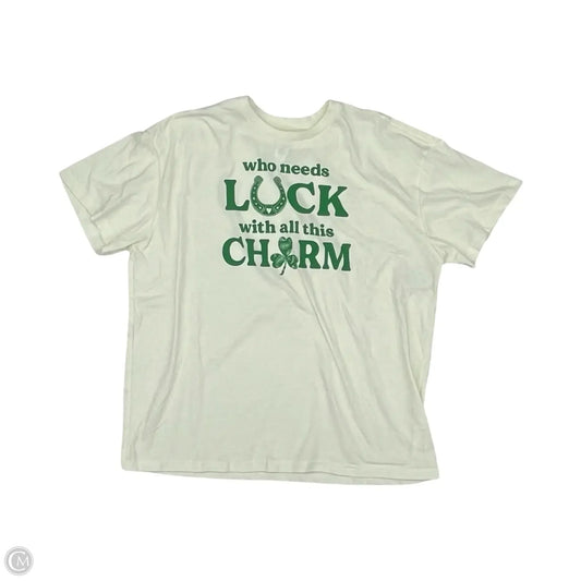 Top Short Sleeve By Clothes Mentor In Cream & Green, Size: M