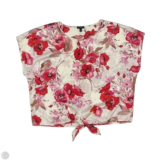Blouse Short Sleeve By Talbots In Pink & Red, Size: L