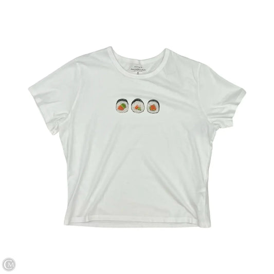 Top Short Sleeve By Abercrombie And Fitch In Cream, Size: M