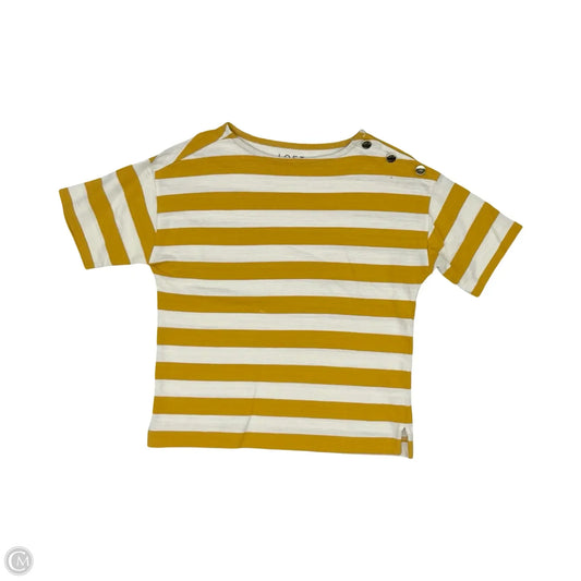 Top Short Sleeve By Loft In Gold & White, Size: S