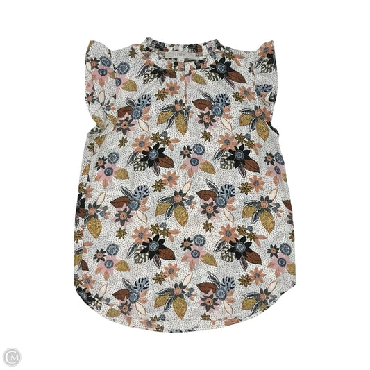 Blouse Short Sleeve By Loft In Floral Print, Size: Xs