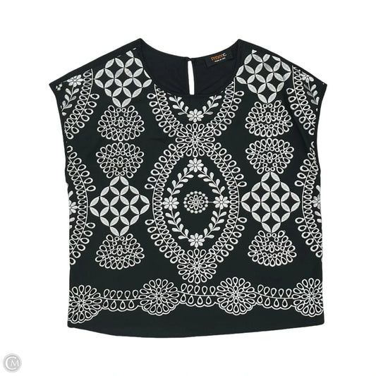Blouse Sleeveless By Renee C In Black & Silver, Size: M
