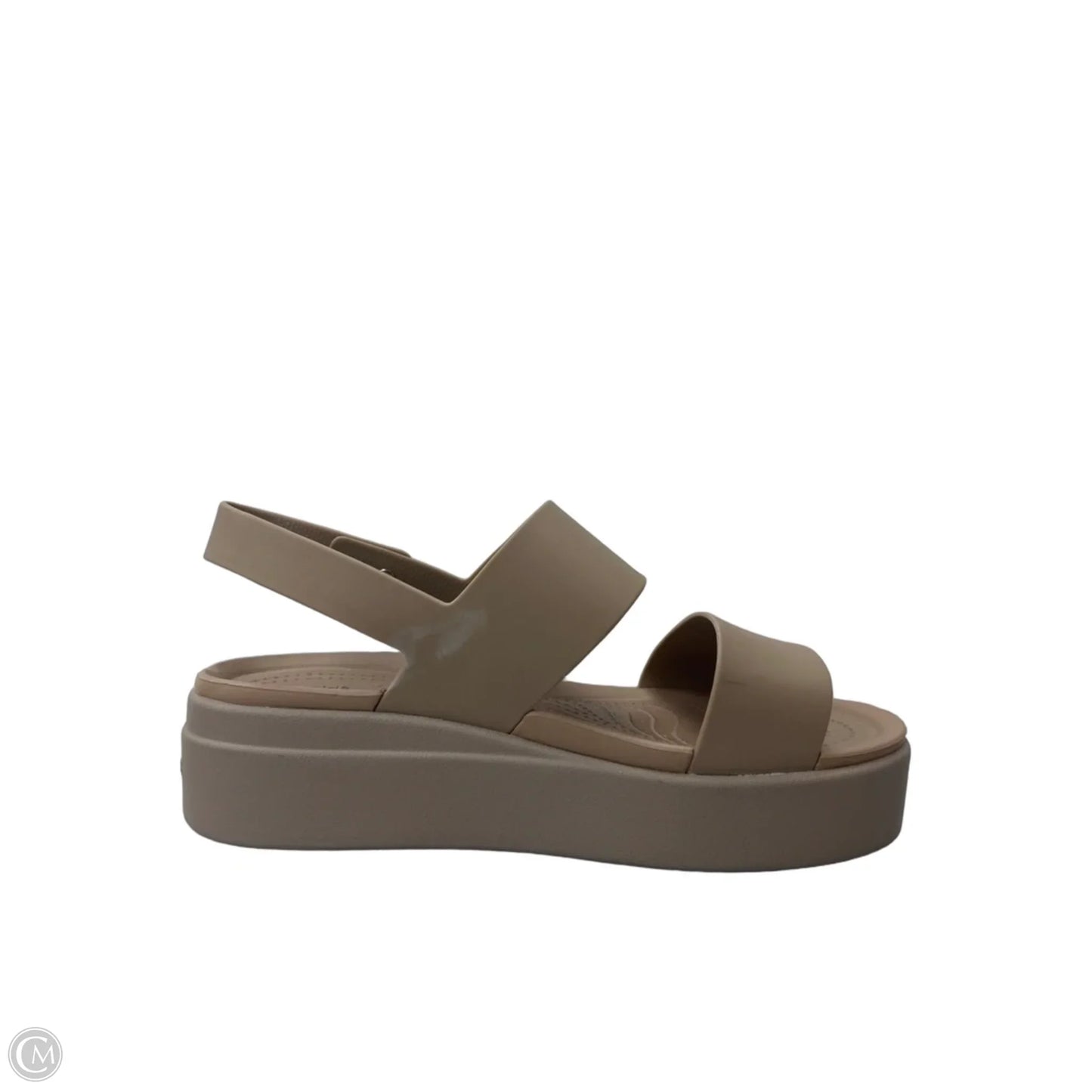 Sandals Heels Platform By Crocs In Tan, Size: 8