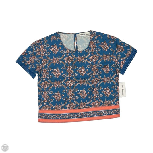 Blouse Short Sleeve By Clothes Mentor In Blue & Pink, Size: M