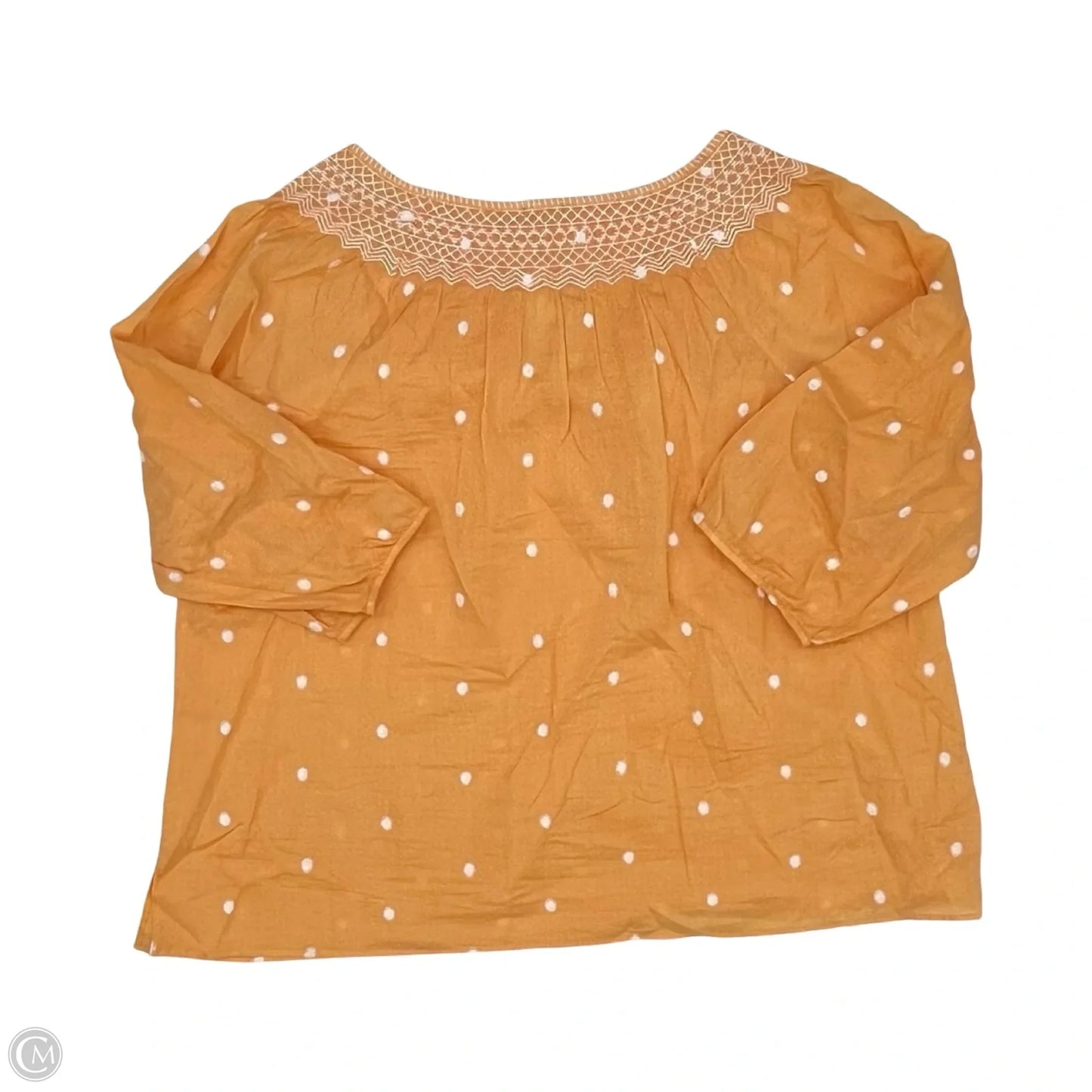 Blouse Long Sleeve By Talbots In Orange & White, Size: 2x