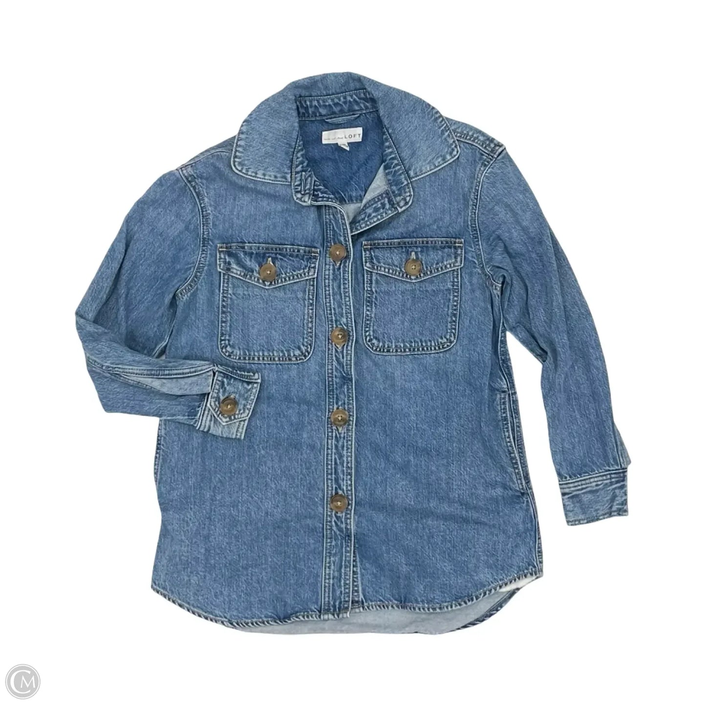 Jacket Denim By Loft In Blue Denim, Size: Xxs