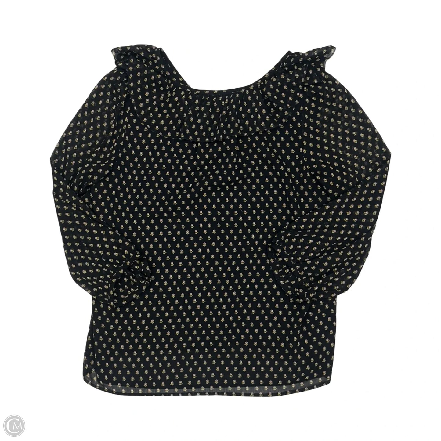 Blouse Long Sleeve By Loft In Black & Pink, Size: L