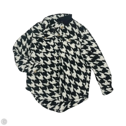 Jacket Faux Fur & Sherpa By Time And Tru In Black & White, Size: L