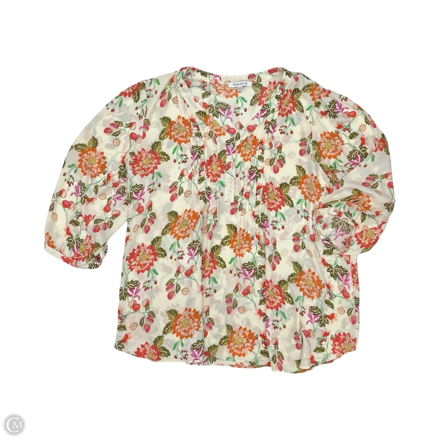 Blouse Long Sleeve By Rose And Olive In Floral Print, Size: 2x