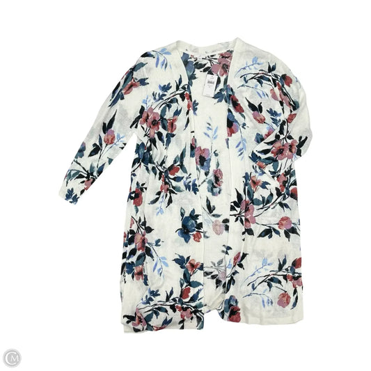 Sweater Cardigan By J. Jill In Floral Print, Size: Xl