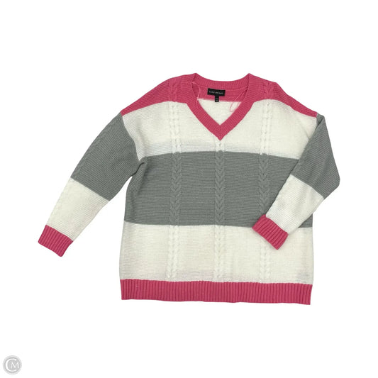 Sweater By Lane Bryant In Pink & White, Size: 1x