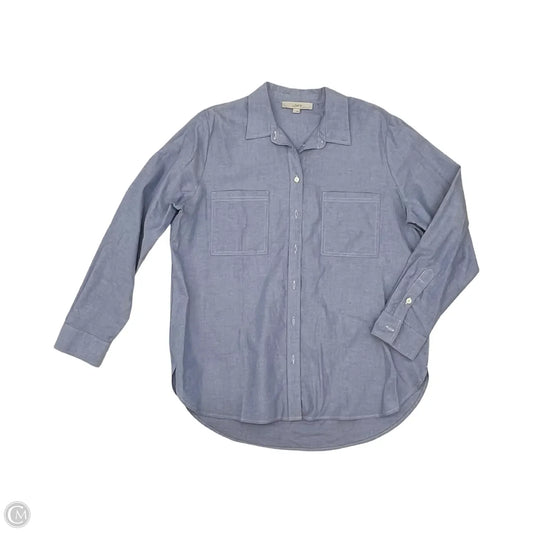 Blouse Long Sleeve By Loft In Blue, Size: L