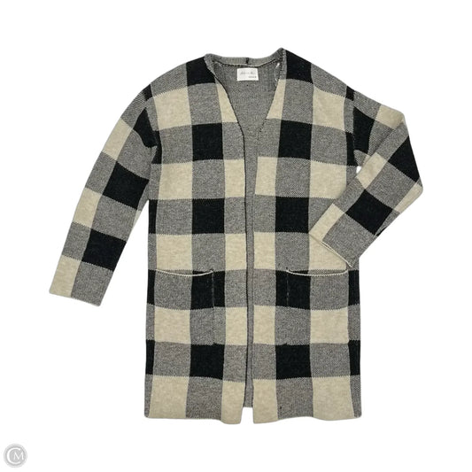 Sweater Cardigan By Active Usa In Black & Tan, Size: M