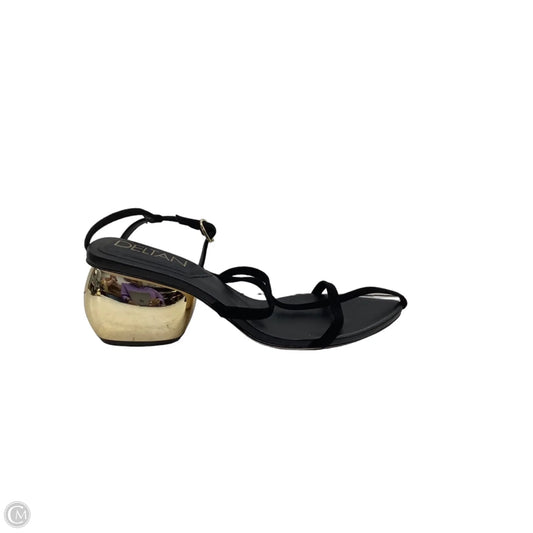 Sandals Heels Block By Deltan In Black & Gold, Size: 7.5