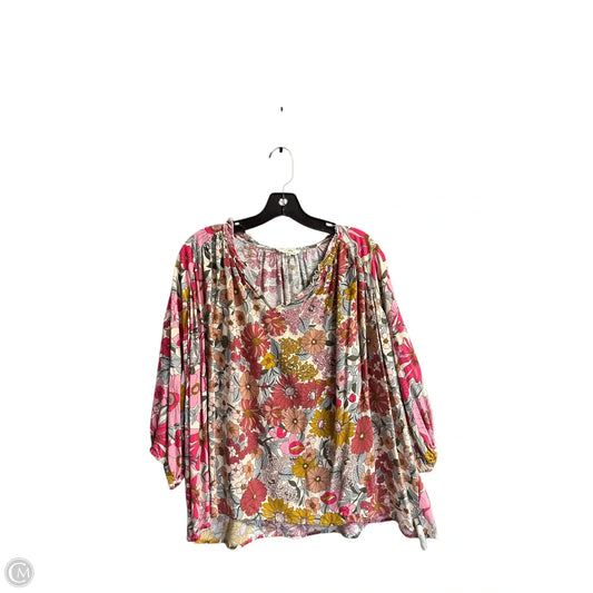 Top 3/4 Sleeve By Entro In Floral Print, Size: S