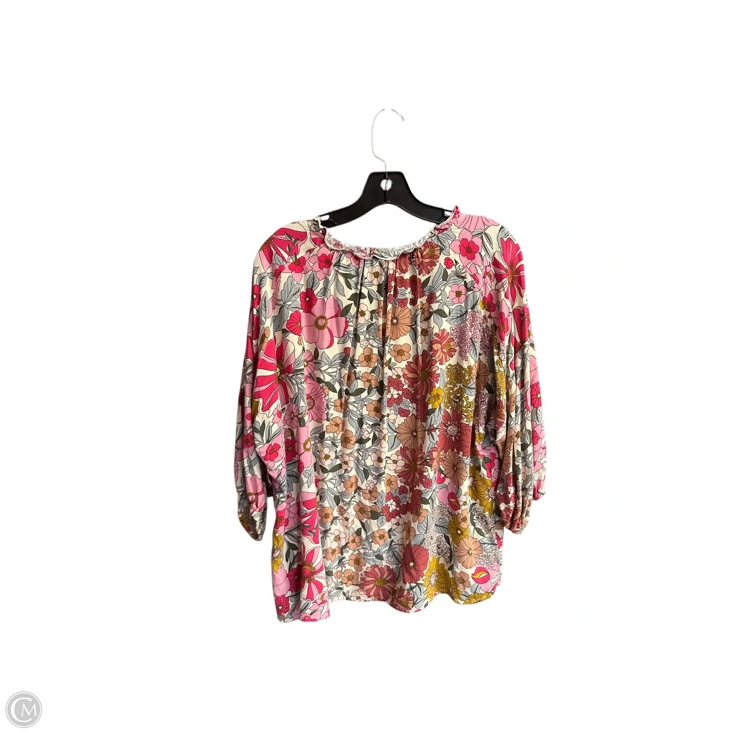 Top 3/4 Sleeve By Entro In Floral Print, Size: S