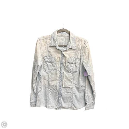 Blouse Long Sleeve By Gap In Blue Denim, Size: L