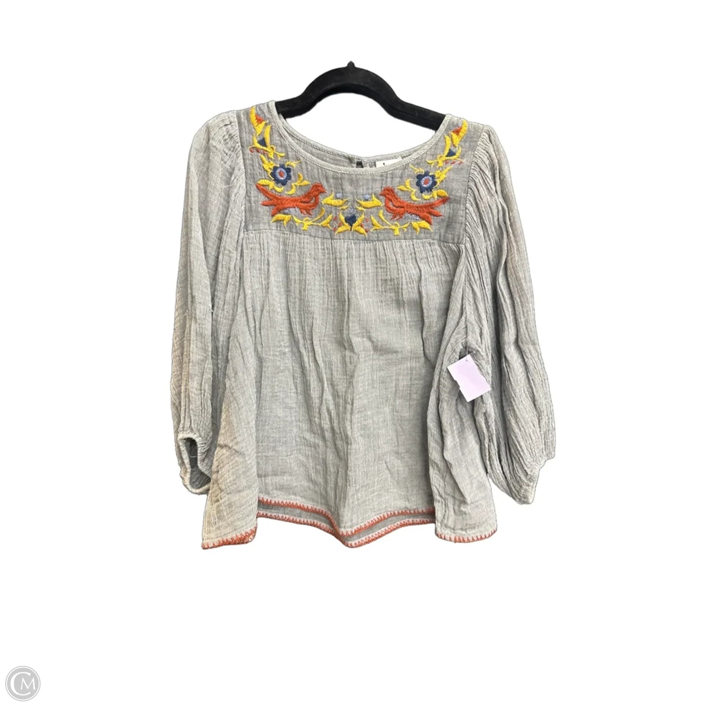 Top 3/4 Sleeve By Ivy Jane In Grey, Size: S