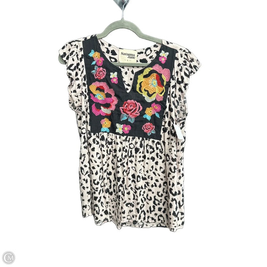 Top Sleeveless By Savanna Jane In Leopard Print, Size: L