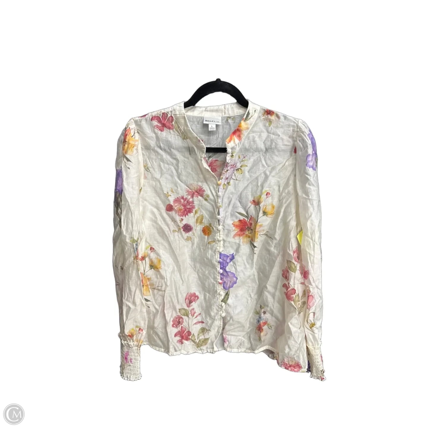 Blouse Long Sleeve By Bailey 44 In Cream, Size: L