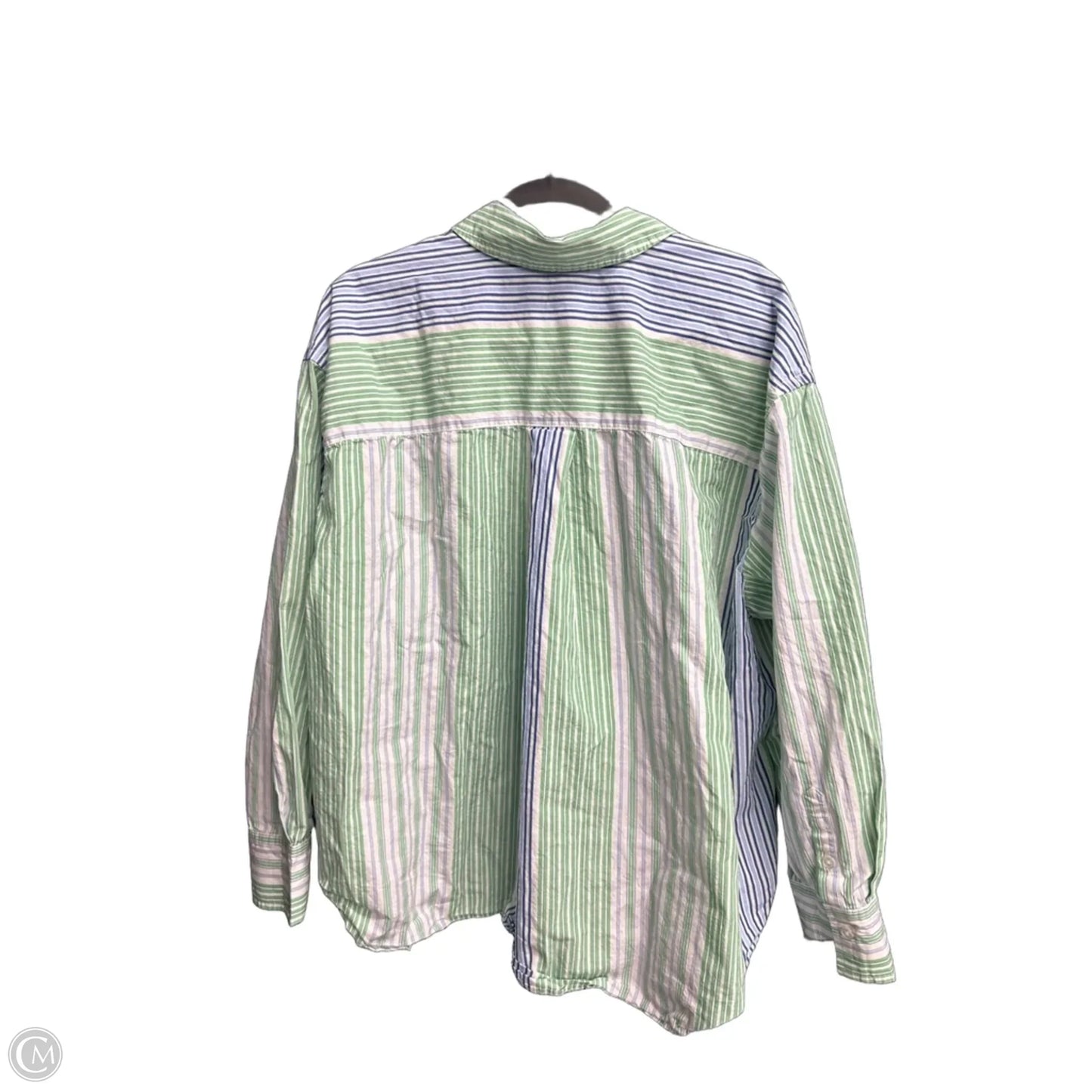 Blouse Long Sleeve By Free Assembly In Striped Pattern, Size: Xl