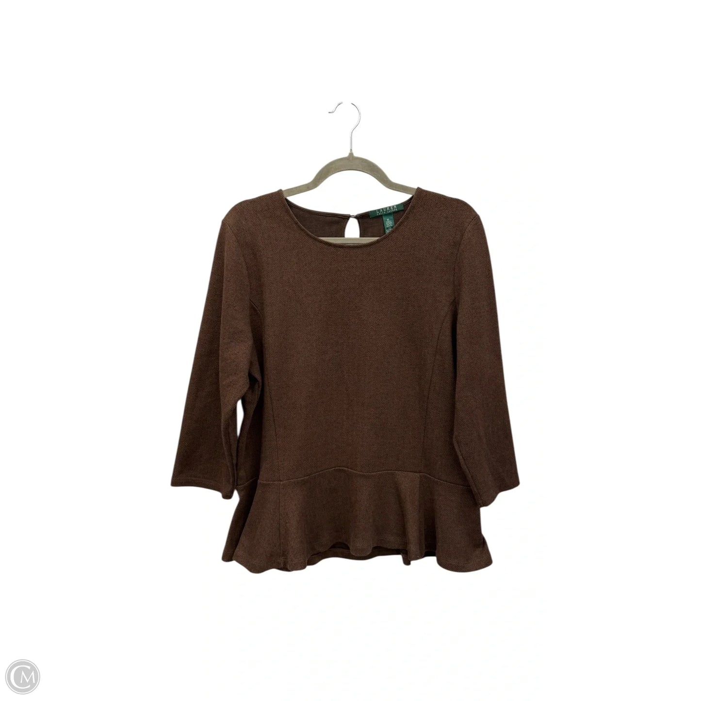 Top Long Sleeve By Lauren By Ralph Lauren In Brown, Size: Xl