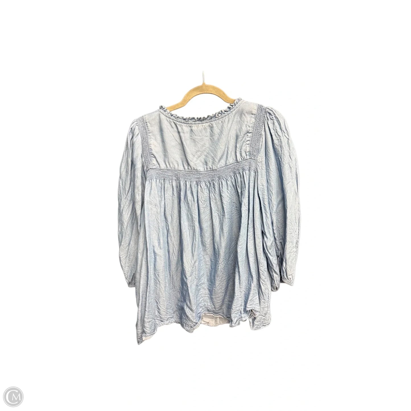 Top Short Sleeve By Wonderly In Blue Denim, Size: 3x