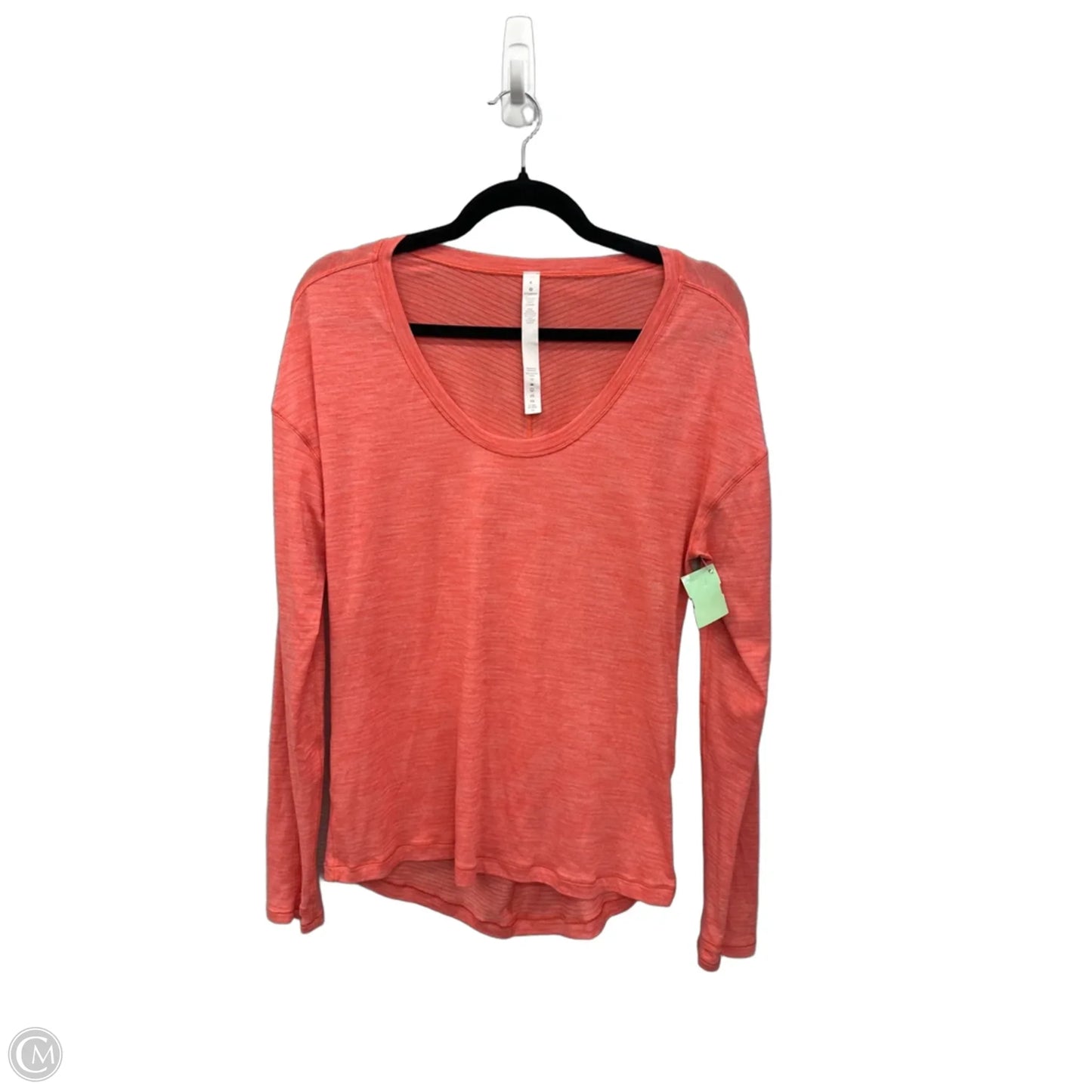 Athletic Top Long Sleeve Collar By Lululemon In Coral, Size: S