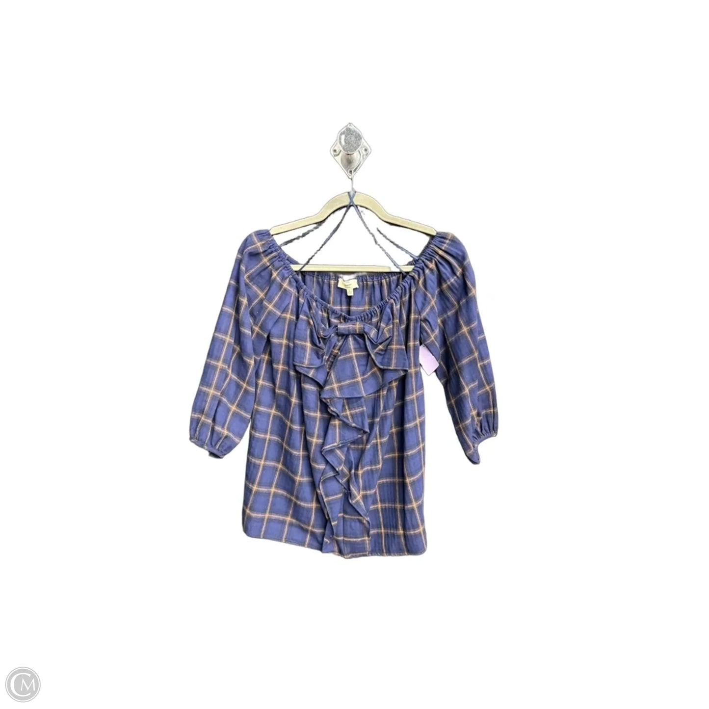 Top Short Sleeve By Entro In Plaid Pattern, Size: L