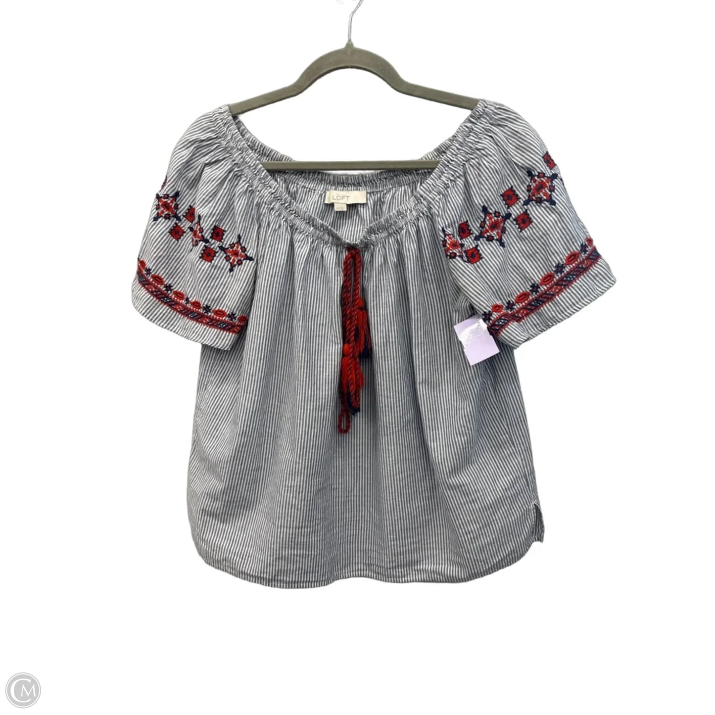 Top Short Sleeve By Loft In Striped Pattern, Size: Xs