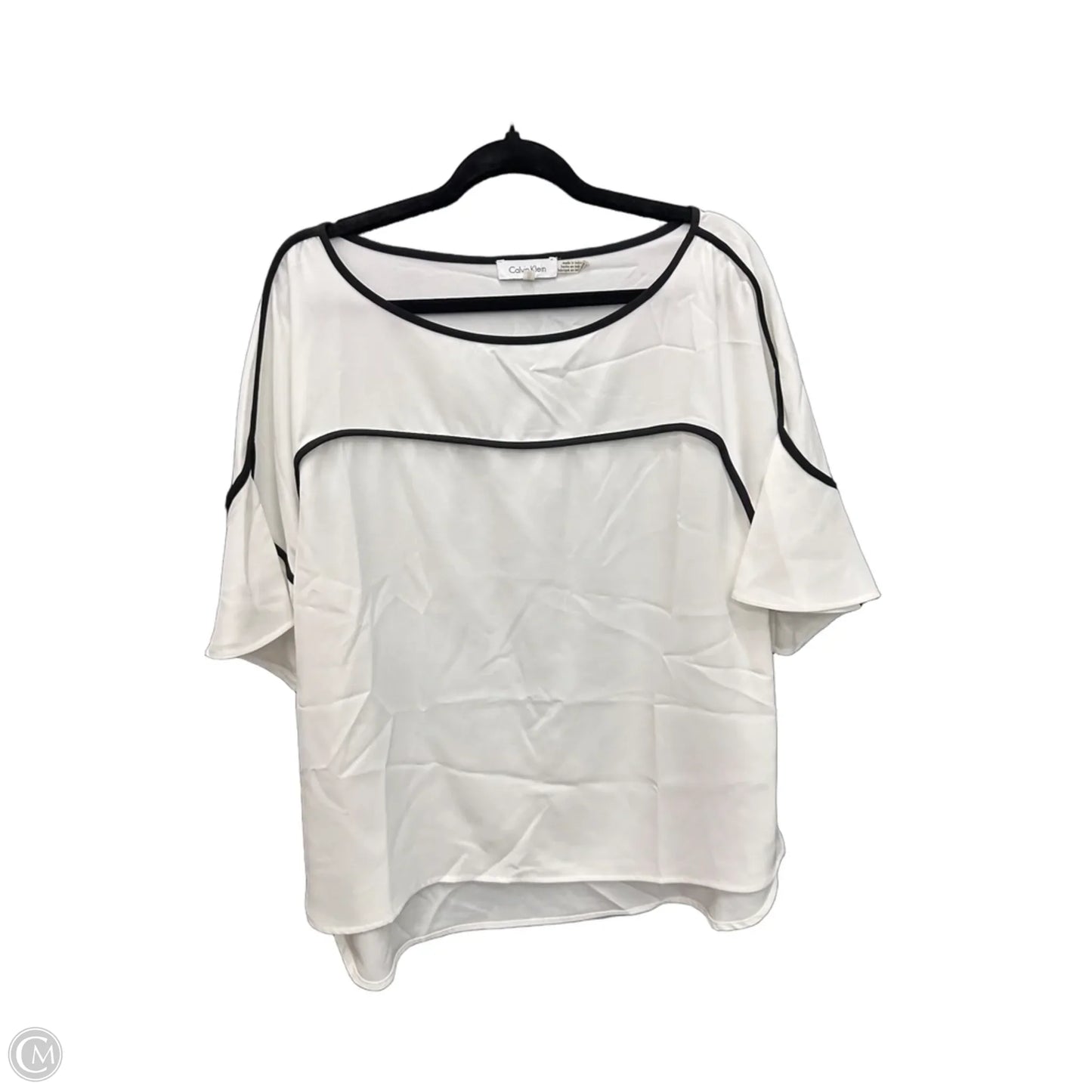 Top Short Sleeve By Calvin Klein In Black & White, Size: Xl