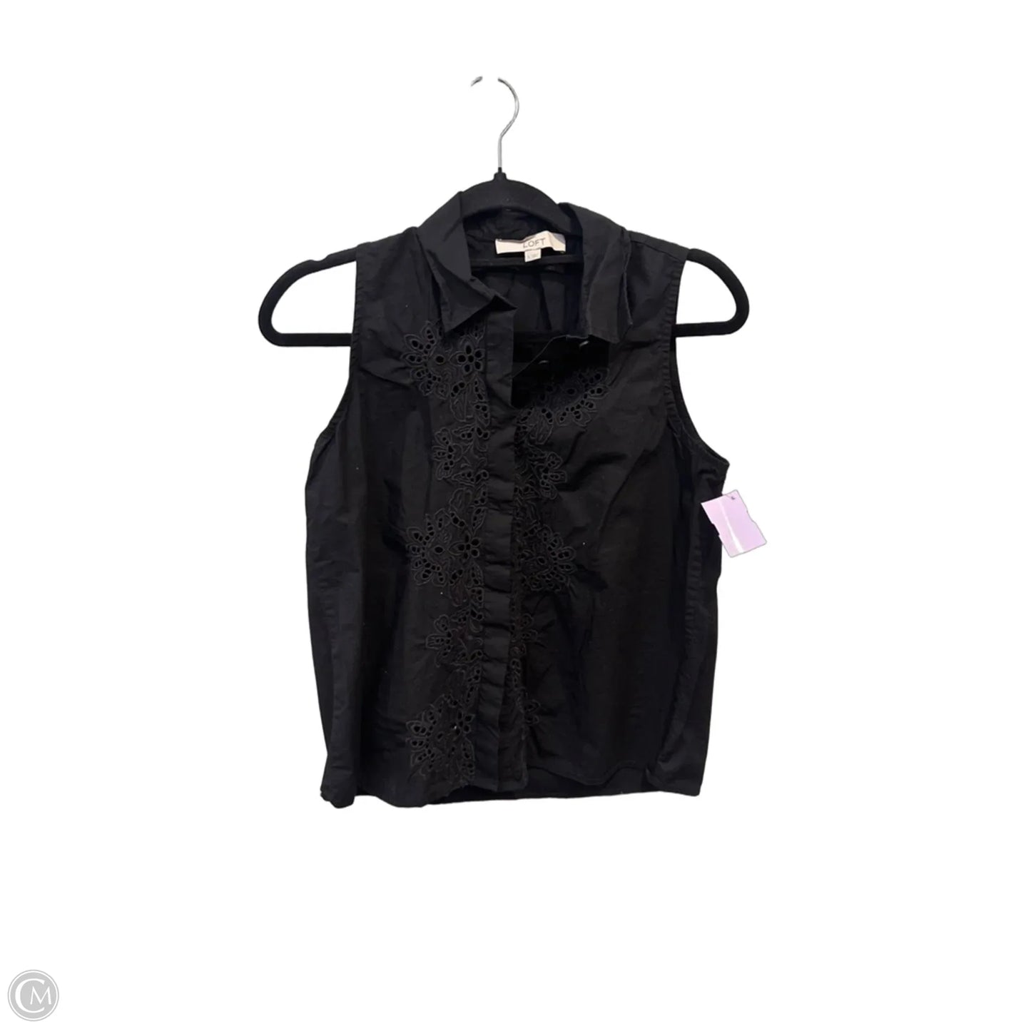 Top Sleeveless By Loft In Black, Size: S