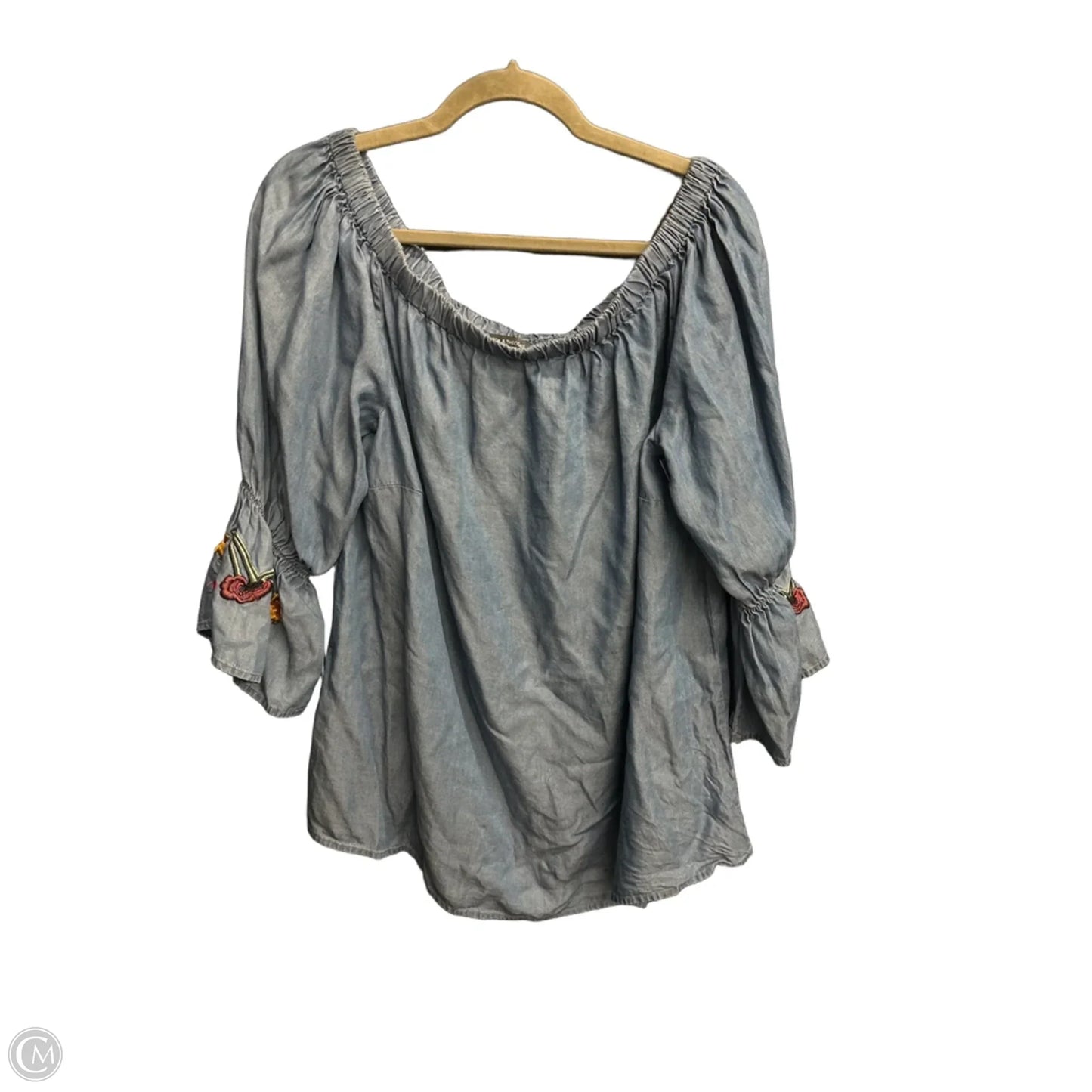 Top 3/4 Sleeve By Chelsea And Theodore In Blue Denim, Size: Xl