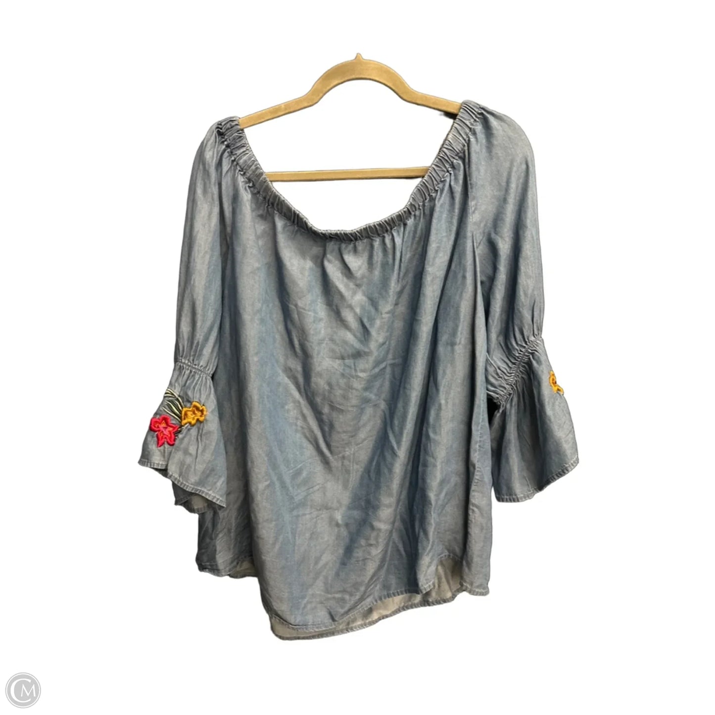 Top 3/4 Sleeve By Chelsea And Theodore In Blue Denim, Size: Xl