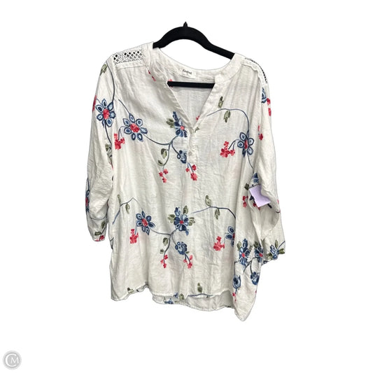 Top 3/4 Sleeve By Clothes Mentor In White, Size: 3x