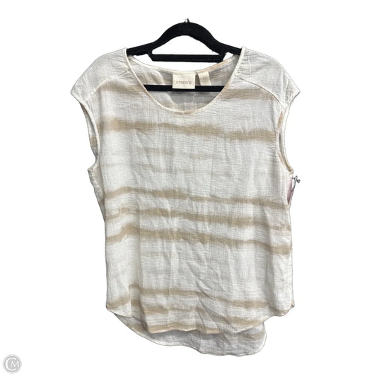 Top Sleeveless By Chicos In Tan & White, Size: S