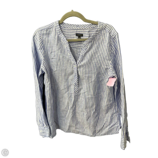 Top Long Sleeve By Talbots In Blue & White, Size: M