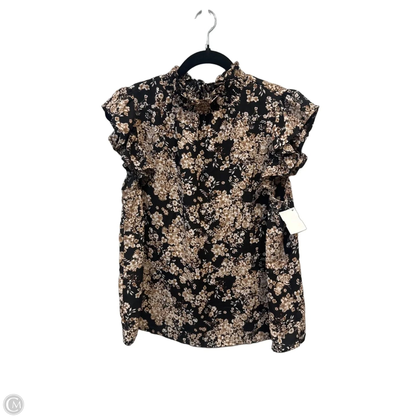 Top Sleeveless By Voy In Black & Tan, Size: S