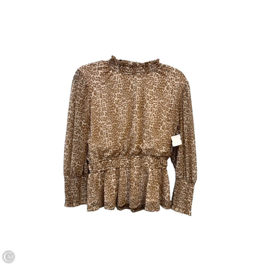 Top Long Sleeve By Collective Concepts In Brown & White, Size: M