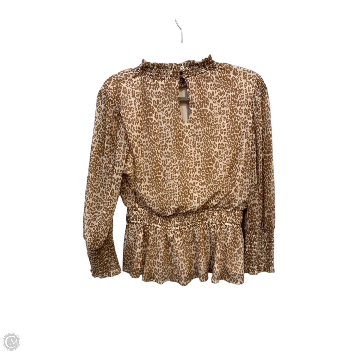 Top Long Sleeve By Collective Concepts In Brown & White, Size: M