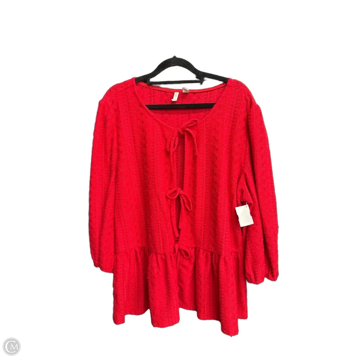 Blouse Short Sleeve By Cato In Red, Size: Xl