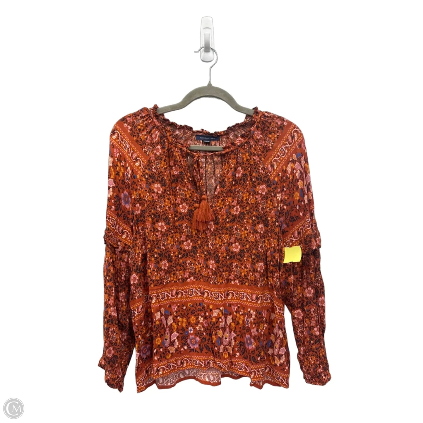 Top Long Sleeve By American Eagle In Orange, Size: M