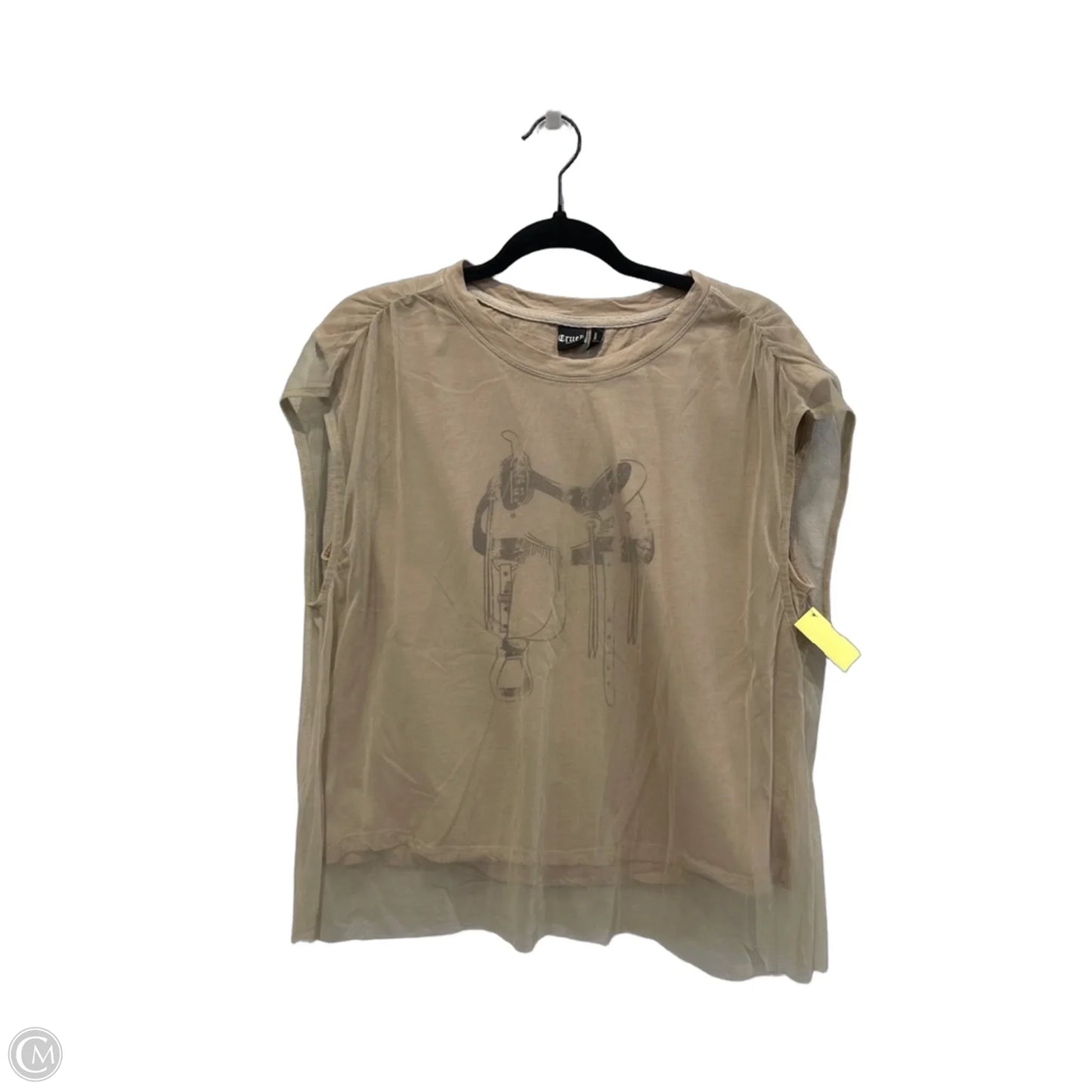 Top Short Sleeve By Clothes Mentor In Tan, Size: L