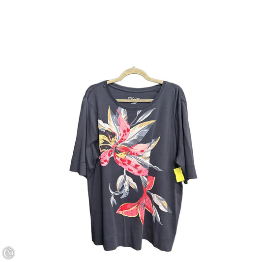 Top 3/4 Sleeve By Chicos In Floral Print, Size: 2x
